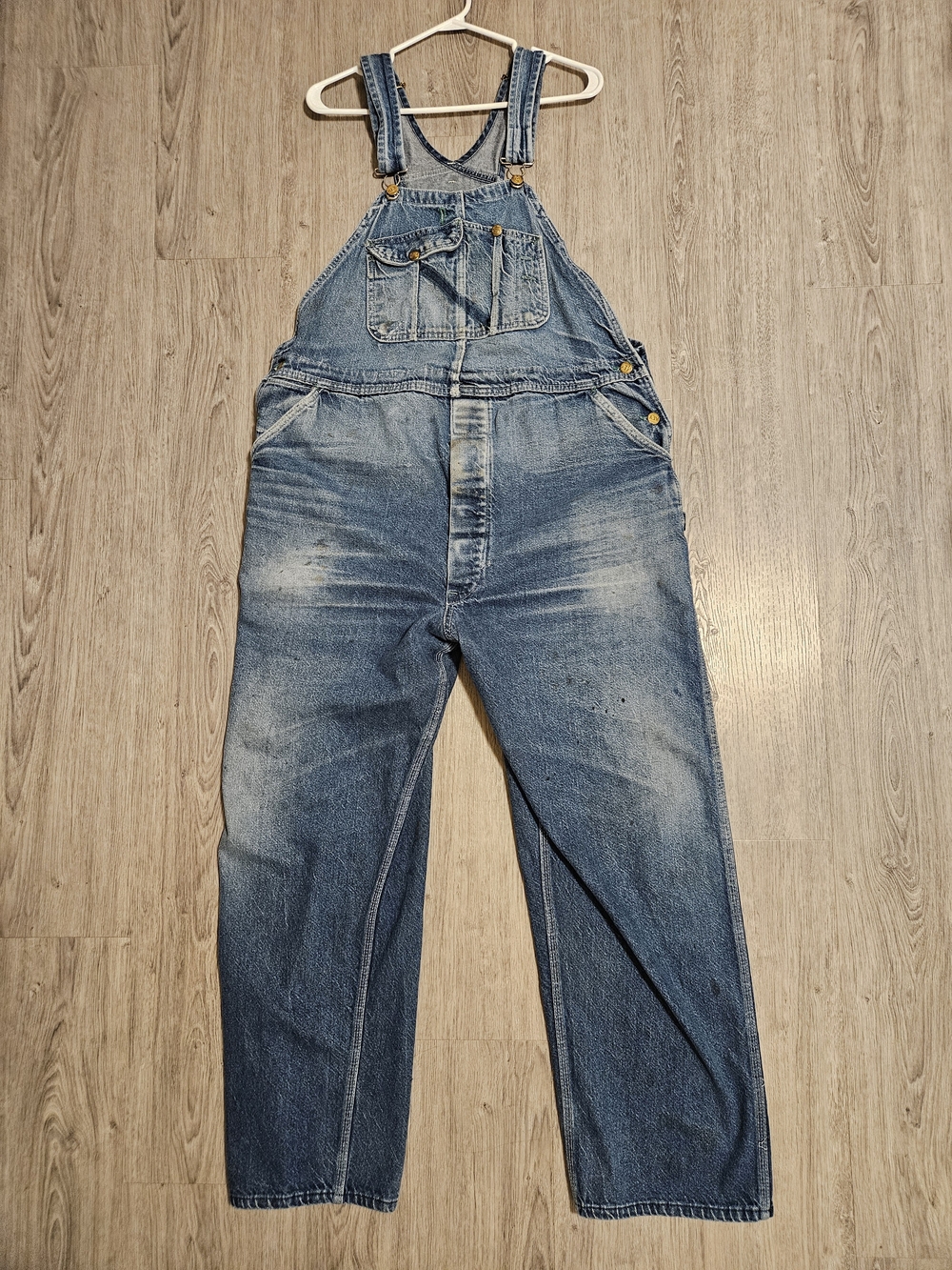 Key Vintage 46x32 Relaxed Fit Blue Denim Overalls - Classic Workwear Style